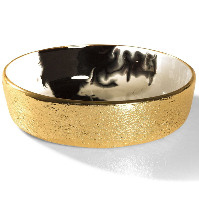 Bianco Nero Medium Round Bowl, 12"