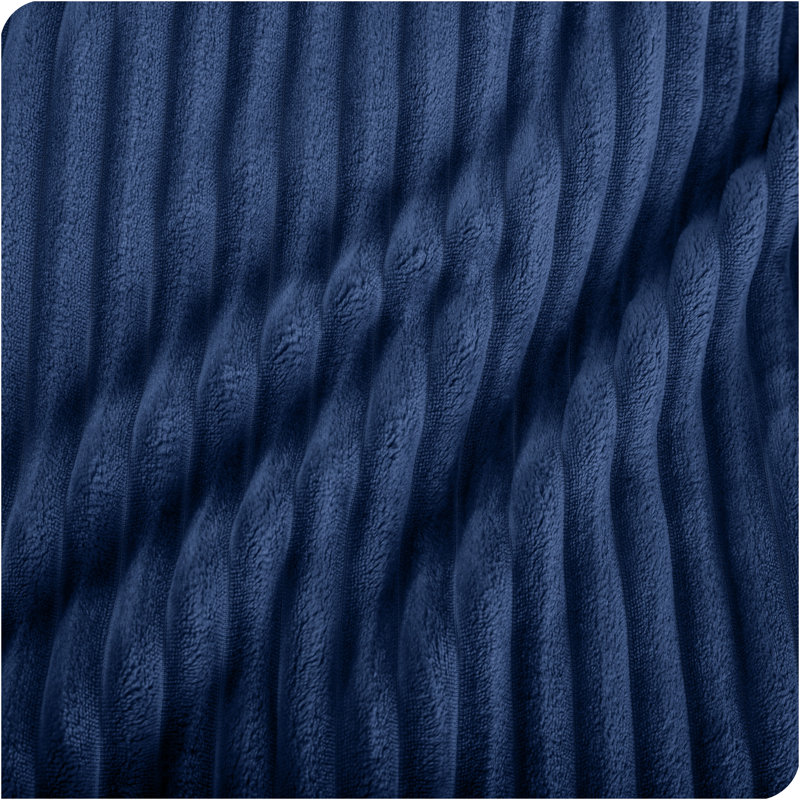 Couverture en molleton texturé, Bleu foncé côtelé, Simple/Simple TG