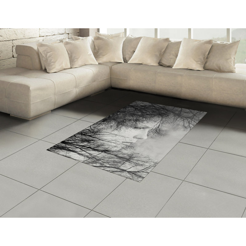 Black and White High Density Long Fiber Poly Threads Decorative Area Rug Carpet, Rectangle 4' x 5'8"