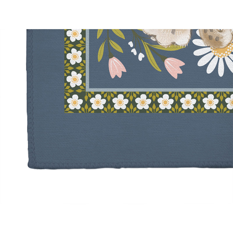 Lil Lying Leopard Flowers Kids Play Mat, Slate, Rectangle 2' x 3'
