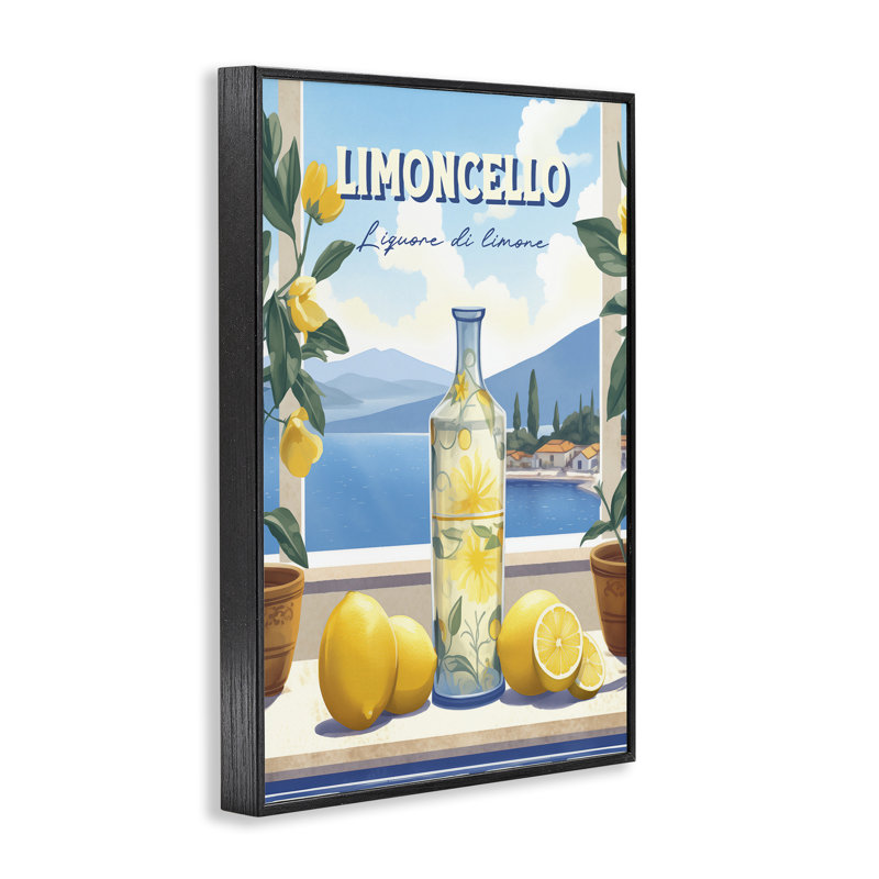 «Limoncello Coastal View», estampe numérique, design par Andreas Magnusson, H 30 po x l 20 po, Giclée encadrée noir minuit