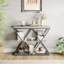 Slim 3-Tier Console Table with Open Storage Shelves – Rustic Farmhouse Entryway Sofa Table – X-Shaped Metal Legs – Space-Saving Living Room or Hallway Furniture-1352108425-1352108427