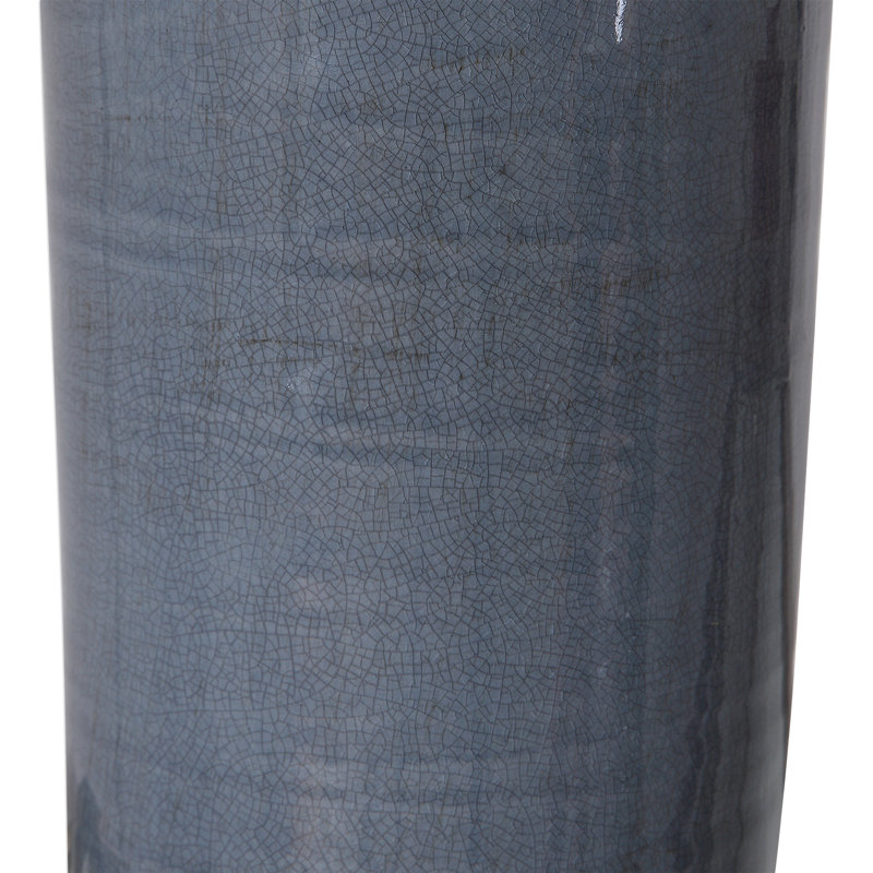 Slate Blue Glaze Ceramic Table Lamp with White Drum Shade