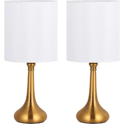 Bedside Table Lamps Line Fabric Lampshade Metal Lamp Base
