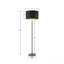 Lampe sur pied moderne en métal noir, lampe sur pied avec abat-jour tambour noir intérieur doré pour salon chambre à coucher