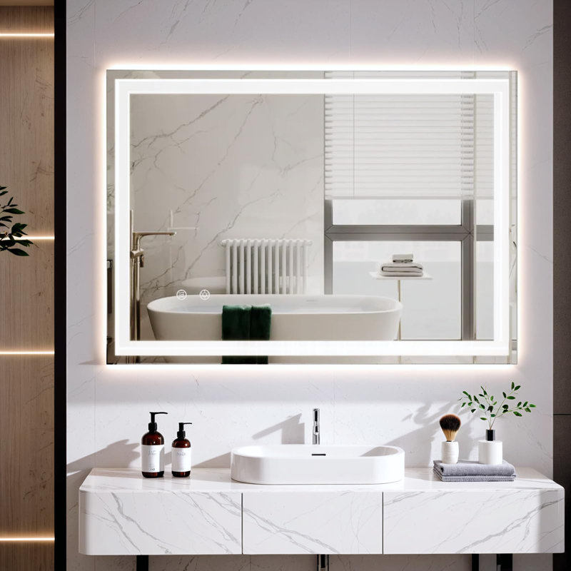 Rectangle Wall Makeup / Shaving Mirror, 50 cm H x 70 cm W