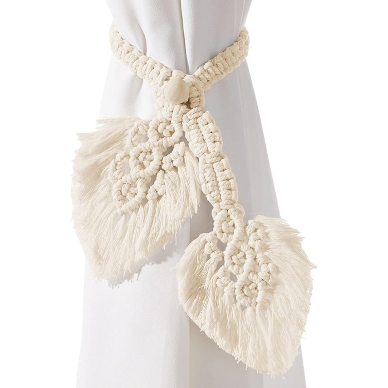 2 Pack Boho Curtain Tiebacks,Hand Knitting Cotton Curtain Holdbacks