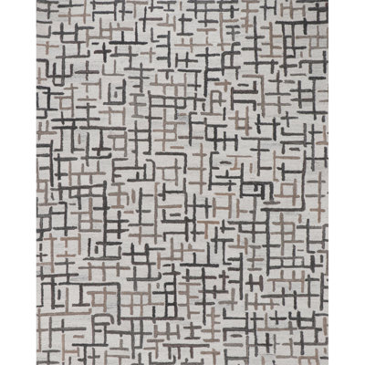 Campbell Hand-Tufted Geometric Indoor/Outdoor Rug Gray/White/Charcoal