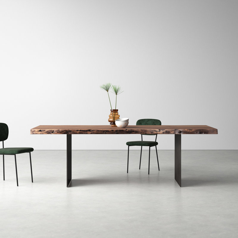 Roberto 94'' Brown Acacia Wood Dining Table with Iron Base