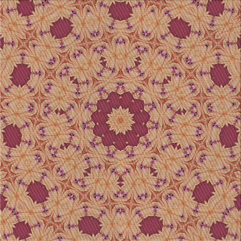 Laine tissée à la machine florale et polyester brun/rose Tapis décoratif, Carré 6 pi x 6 pi