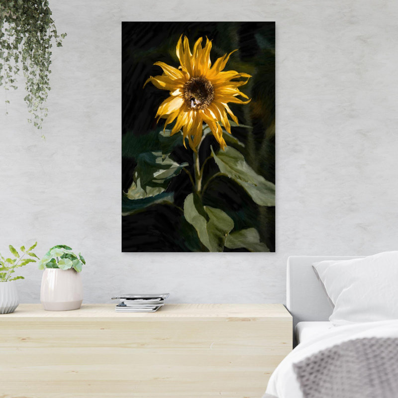 "Peinture d'un tournesol", reproduction d'art graphique sur toile tendue, H 14 po x l 11 po x P 2 po