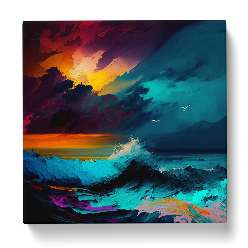 Seascape Abstract Expressionism - Wrapped Canvas - Framed Print, 35cm H x 35cm W x 3cm D