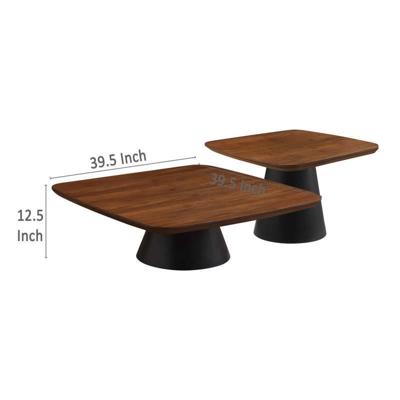 Ensemble de tables basses 2 pièces Eason Noyer et noir