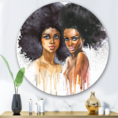Portrait de deux femmes afro-américaines - Art mural moderne en cercle métallique