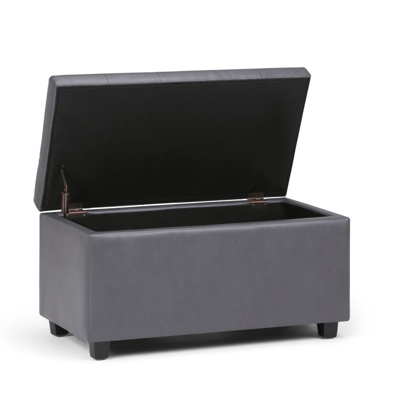 Cosmopolitan 34"W Upholstered Vegan Leather Transitional Rectangular Lift-Up Storage Ottoman Bench with Hidden Storage