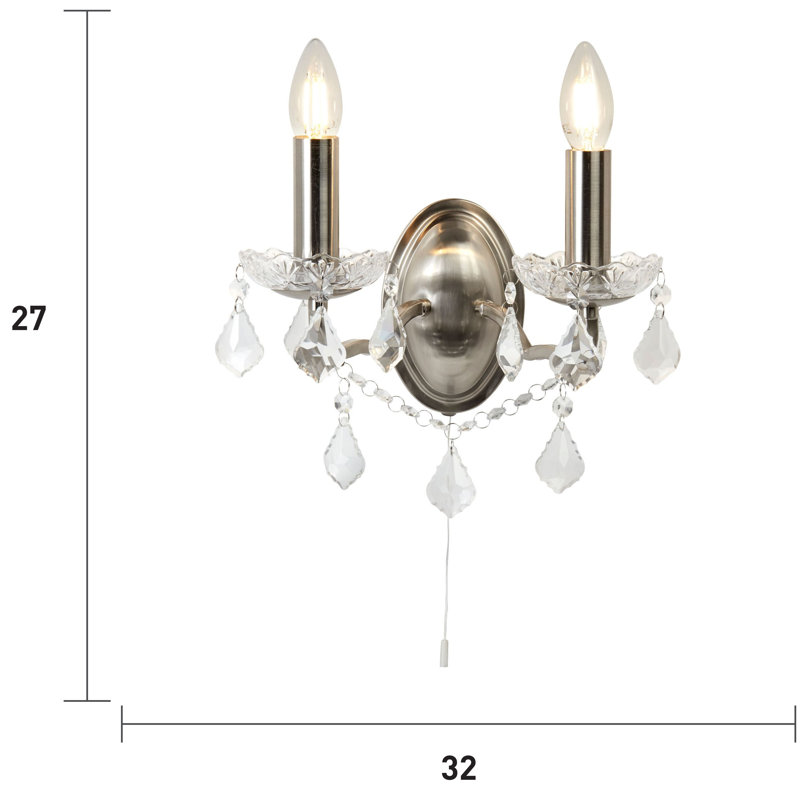Battey Candle Wall Light, Satin Silver