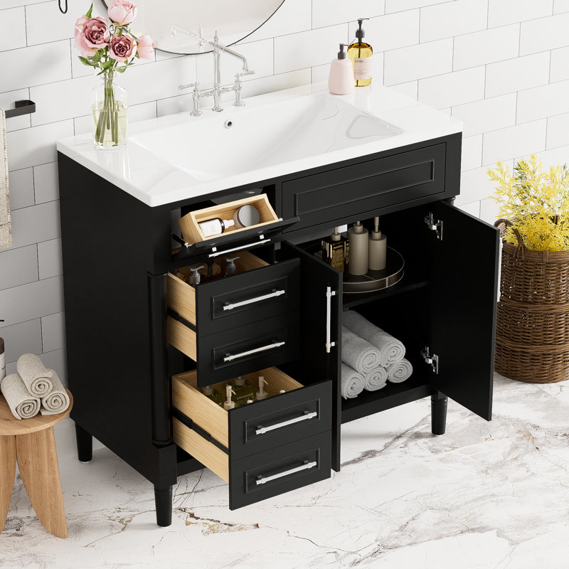 Modern 36" Bathroom Sink Vanity - Practical Resin & Storage Functional