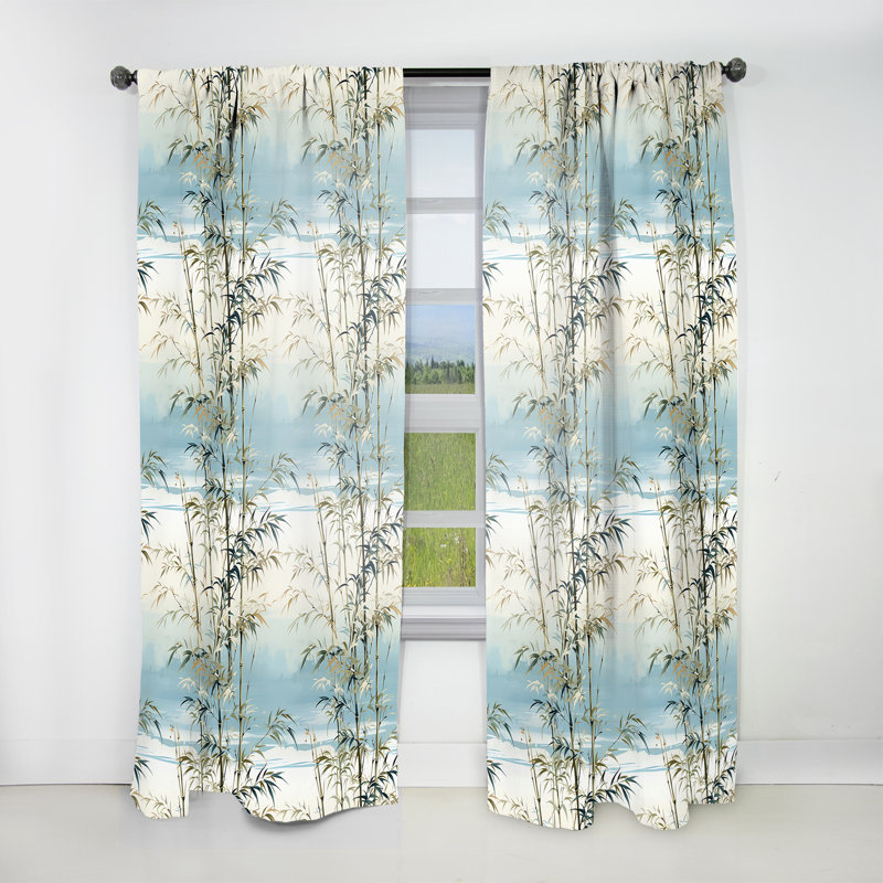 Bambou Tranquility Tropical Motif I - Rideau floral - Rideau floral obscurcissant - 1 panneau, L 52 po x L 120 po