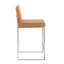 Tabouret de bar 26 po contemporain à dossier haut en acier inoxydable et similicuir brun clair - ensemble de 2-1143595009