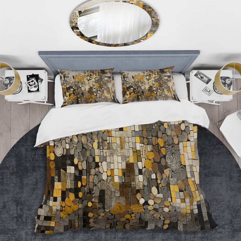 Ensemble de housse de couette en microfibre / polyester jaune et crème Bohemian Medley II