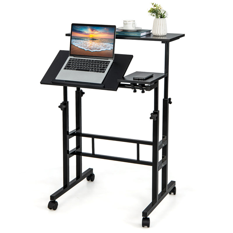 Adjustable Metal Base Standing Desk, Black