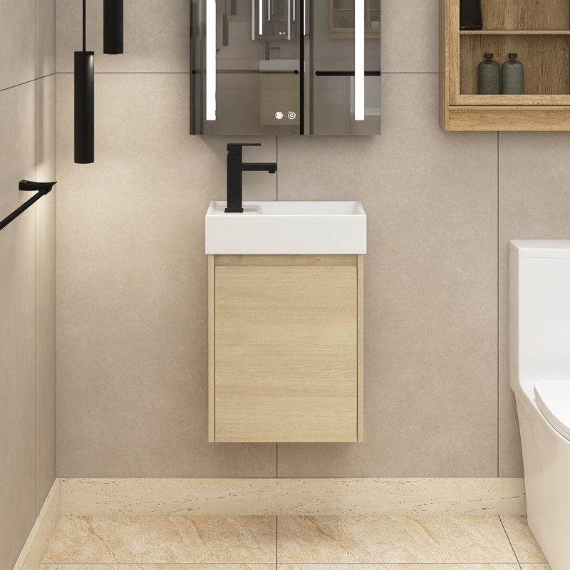 Leonides 16'' Single Bathroom Vanity with Ceramic Top