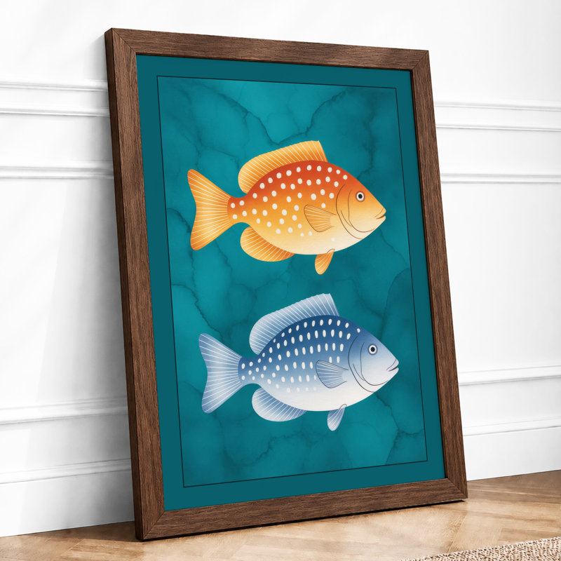 Fish in Symmetry Modern - Framed Print, Walnut, A1 - 84.1 x 59.4 cm