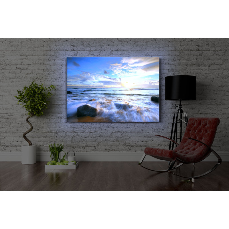 Sunset By The Sea by No - Wrapped Canvas Print, 60cm H x 80cm W x 4.5cm D, With lighting