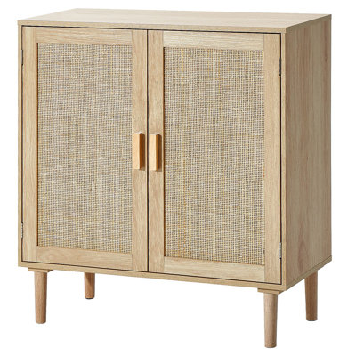 Rattan Cabinet, Rattan Storage Cabinet 31.5Inch With 2 Magnetic Doors And Adjustable Shelves, Sideboard Buffet Cabinet For Hallway, Entryway, Living Room, Or Kitchen