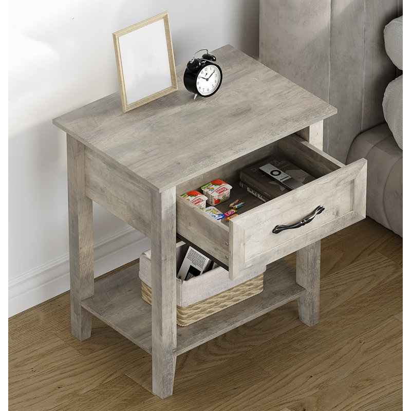 50cm W Manufactured Wood Bedside Table, Grey