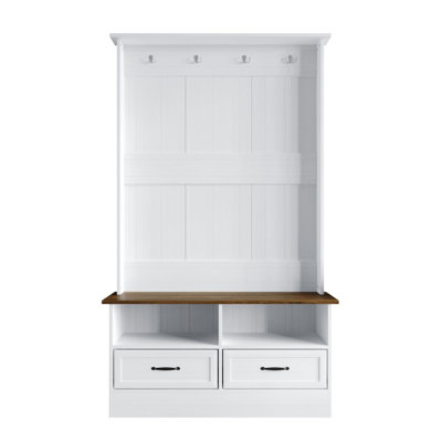 Hall Tree with Storage Cabinet In Brown