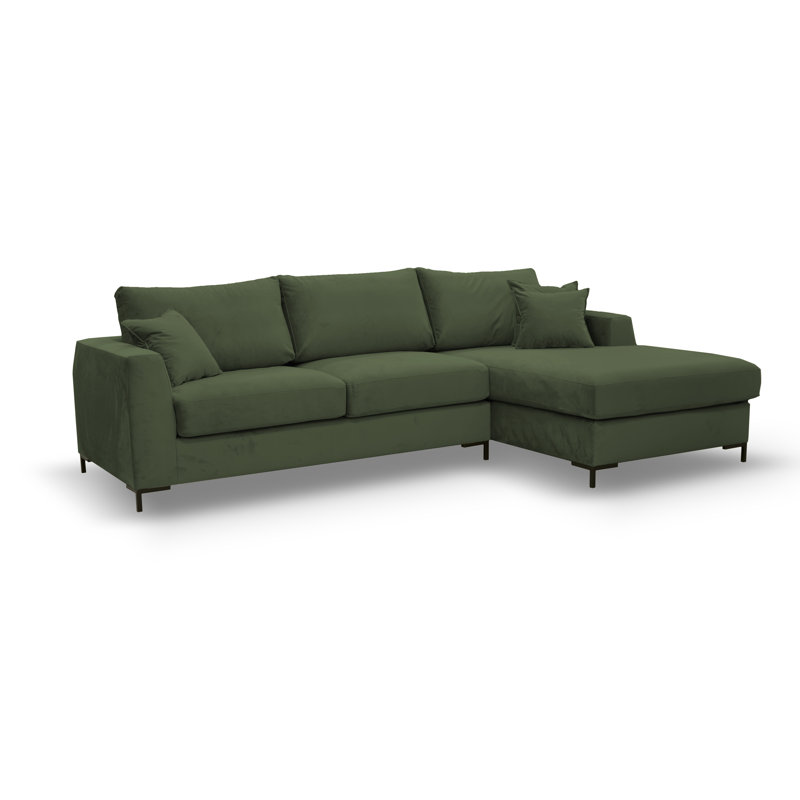 Inwood 4 Seater Corner Sofa , Dark green 100 % polyester, Right Hand Facing