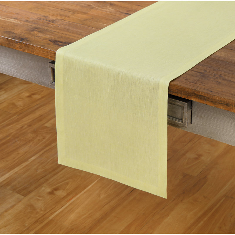 100% Pure Linen Table Runner - Athena, 60" x 14", Chambray Yellow
