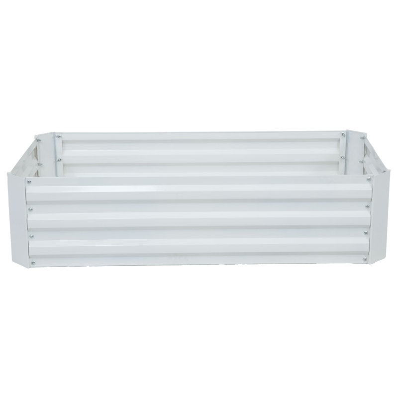 Lit de jardin surélevé rond en acier galvanisé Rondrick - blanc ivoire - l 4 pi x P 2 pi x H 1 pi, Ivoire blanc