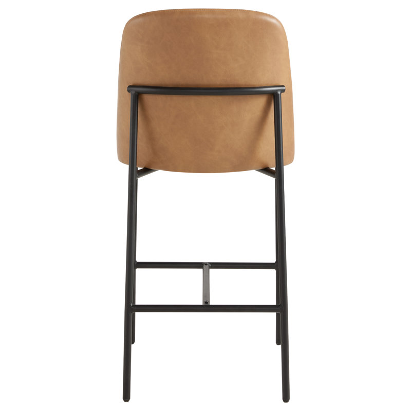 Angelick Upholstered Counter Stool with Metal Frame, Camel, Black