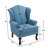 Duward Sky Blue Linen Upholstered Wingback Accent Chair with Rolled Arm and Solid Wood Leg-1435105085