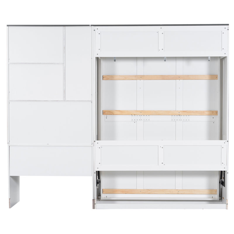 Lit escamotable pleine grandeur avec canapé, bureau et armoire de rangement, Lit double