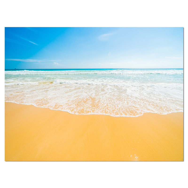 Longues vagues sur sable sous bleu ciel mer, reproduction de photo sur toile tendue, H 8 po x l 12 po x P 1 po