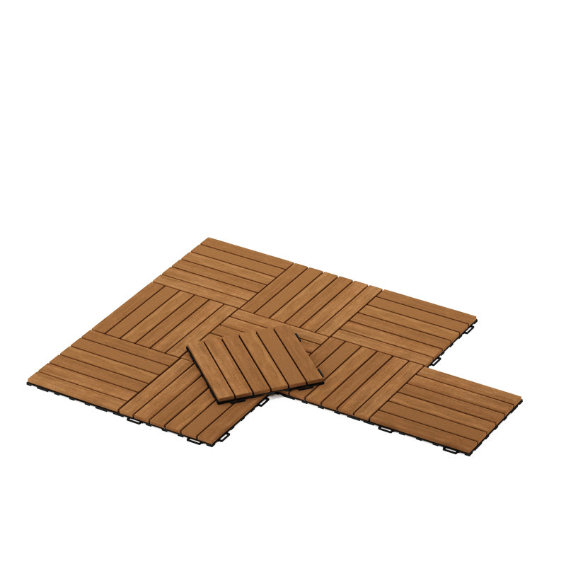Carreaux de terrasse emboîtables en bois de couleur chêne doré 12 po x 12 po Ermont