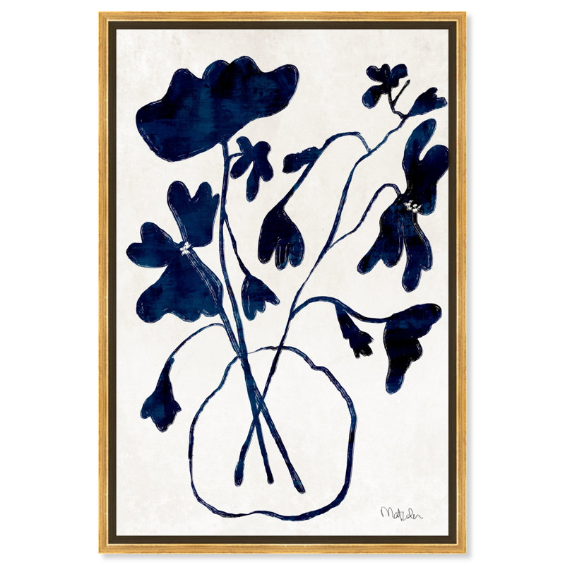 Anemone Vase II - peinture sur toile, Impression encadrée, H 31,5 po x l 21,5 po, Doré