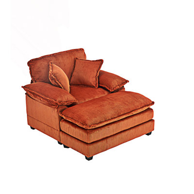 Single Sofa With 2 Toss Pillows And A Ottoman, Comfy Sofa, Deep Seat Couch