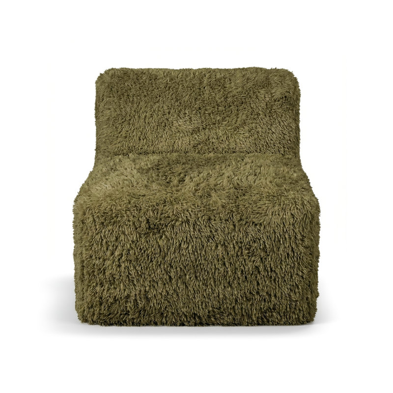 Cathryn 5-Piece Boneless Faux Fur Foam Modular Armless Compressed Sectional, Green