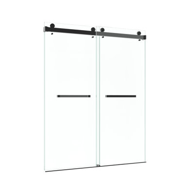 KW01 56 - 60 In. W X 76 In. H Double Sliding Frameless Shower Door With 3/8 In. Clear Glass