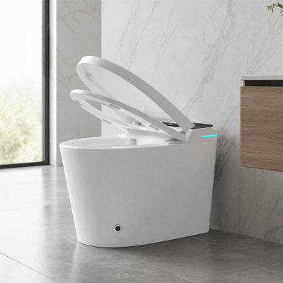 Smart Toilet with Foot Sensor Auto Flush & Auto Lid, Heated Seat, Warm Wash & Dry