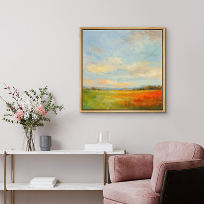 Reproduction de paysage abstrait encadrée d'art mural sur toile pour un décor moderne