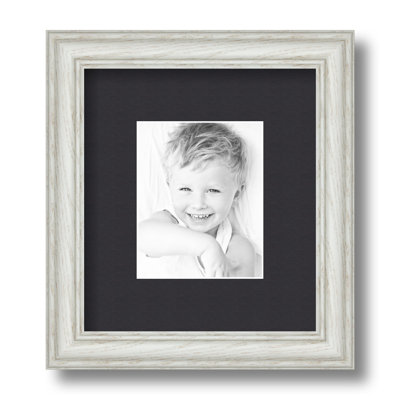 White Wood Matte Picture Frame with Mat