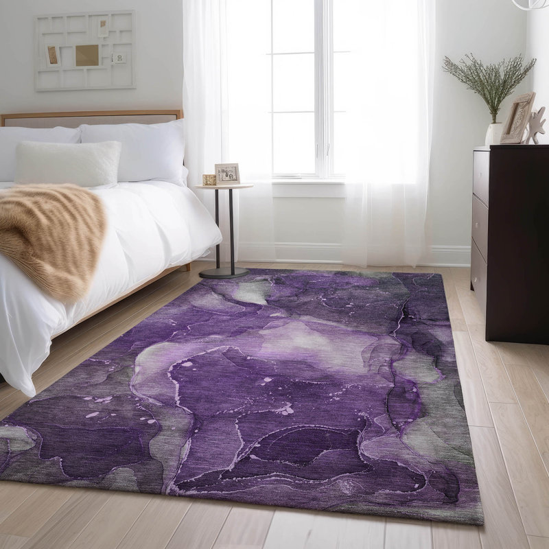 Premium Machine Washable Cerrito AMF522 Purple Rug, Rectangle 9' x 12'