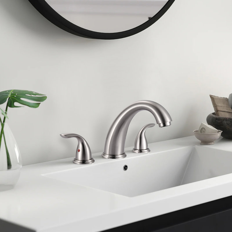 Widespread 2-handle Bathroom Faucet with Drain Assembly, Brushed Nickel