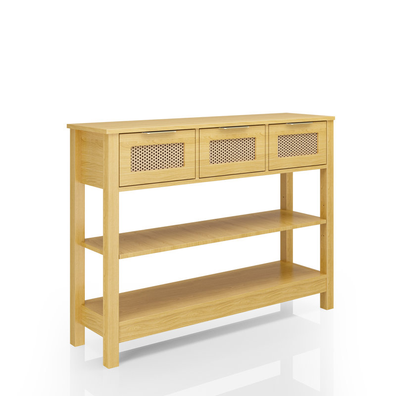 86.6'' Console Table set of 2, Natural Wood