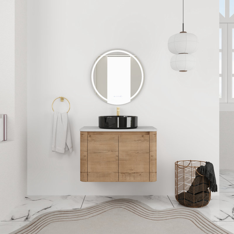 Meuble-lavabo flottant simple 30 po avec comptoir en quartz, 30